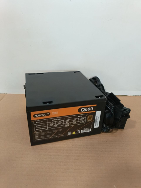 Распродажа! Блок питания 600Вт TESLA Q600 (PPFC,120мм,PCI-E,6SATA,80+Bronze,кабель 220V в комплекте)[TS-Q600](вмятины)