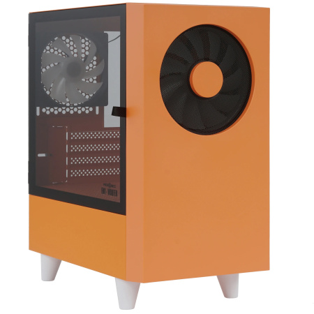Корпус без блока питания/ Case WIZMAX EM1, Mini-Tower, TG, 1x160mm + 1x120mm LED, 1xUSB-A 3.0 + 2xUSB-A 2.0, mATX, mITX, Woofer Orange (EM1 Woofer Ora