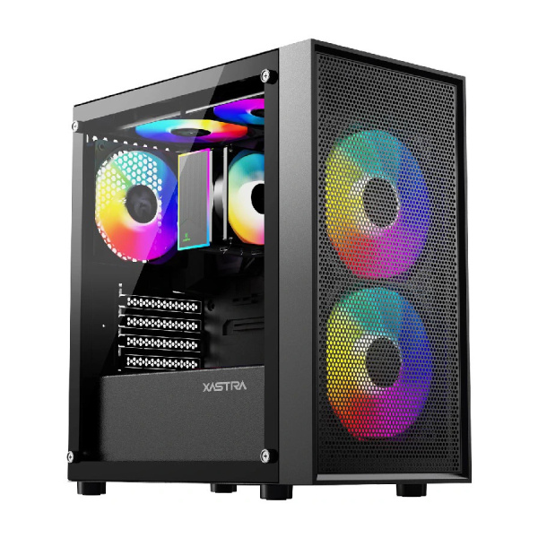 Корпус mATX Б_БП XASTRA A305M 3FRGB Black (USB3.0,Audio,TG,черный,Mesh,2х140мм+1х120мм FRGB,CPU Cooler до 160мм, VGA до 285мм)[A305M-2FC14F-1FC12F]