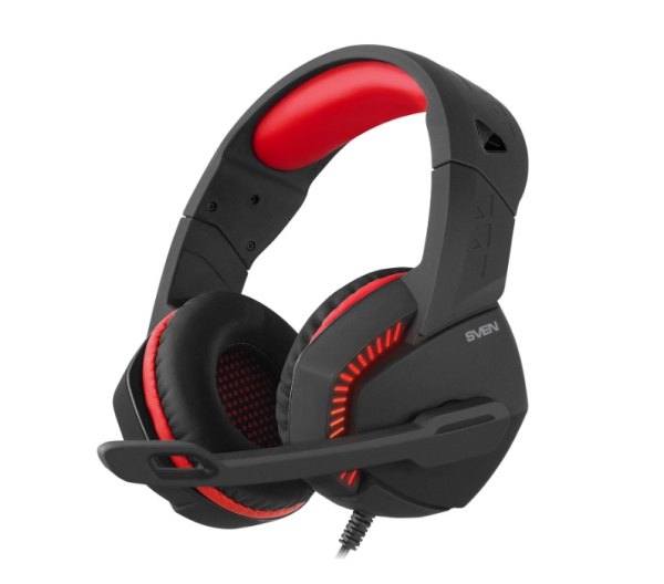 Игровая гарнитура SVEN AP-U989MV мониторные, 32Ом, 105дБ, кабель 2.2м, Красно-Черный