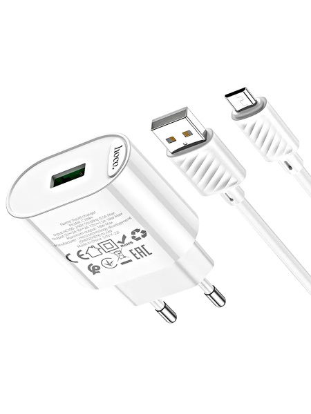 Зарядное_устройство - USB 18W HOCO C109A QC3.0 + кабель Micro USB белый