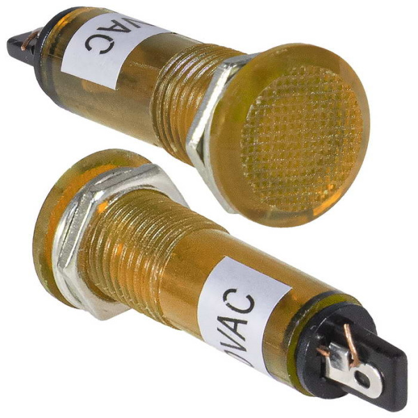 Лампа индикаторная N-806-Y, 220в, оранжевая, неоновая, 10мм, гайка