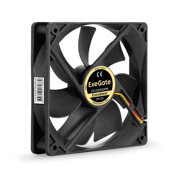Кулер в корпус 120x120x25 ExeGate ExtraSilent ES12025S3PM [EX297054RUS](sleeve,3pin+Molex,1350rpm)