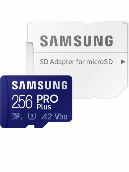 Карта памяти MicroSDXC 256Gb Samsung PRO PLUS Class30 UHS-I U3 V30 U3, UHS-I V30, A2 [MB-MD256SA/KR](SD адаптер)