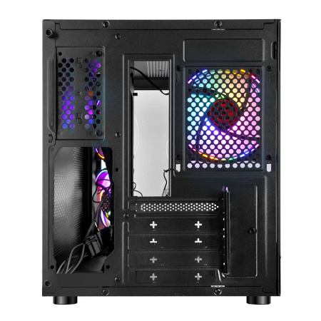 Корпус mATX Б_БП Ginzzu V190 (USB3.0,Audio,черный,3х120мм FRGB,"стеклянный куб")