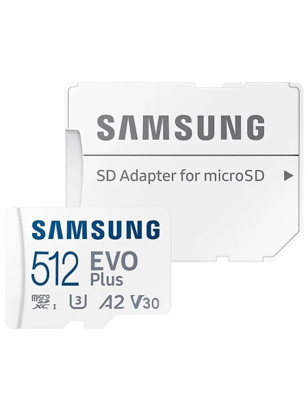 Карта памяти MicroSDXC 512Gb Samsung EVO Plus Class10 UHS-I U3 V30 (2024)[MB-MC512SA/KR] (SD адаптер)