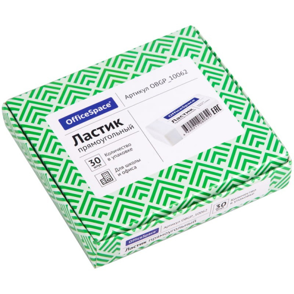 Ластик OfficeSpace прямоугольный, картонный футляр, 38*20*10мм (OBGP_10062)