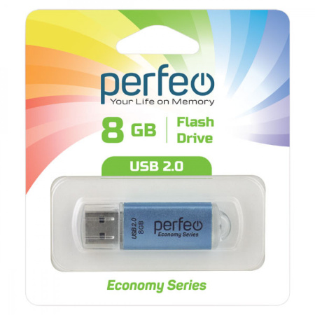 Флеш-накопитель USB2.0 8Gb Perfeo E01 (PF-E01N008ES) Синий