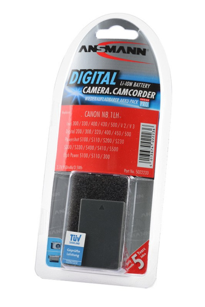 Аккумулятор для фотоаппарата Li-ion 3.7в, 950мАч, Ansmann 5022233 (Canon NB-1LH)