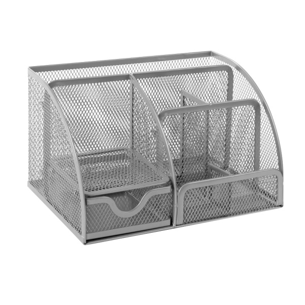 Настольный органайзер BRAUBERG "Germanium" металлический, 7 секций, серебро (237417)