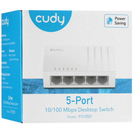 Коммутатор CUDY FS105D 5-ports 100 Мбит/сек белый