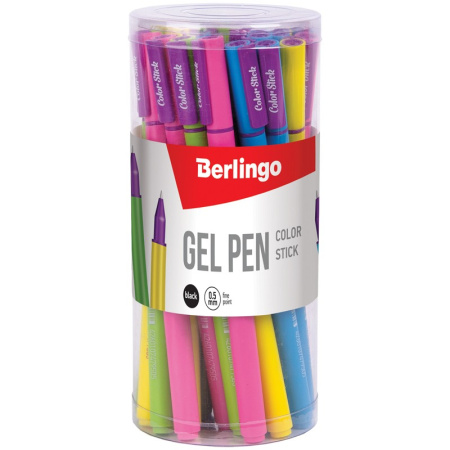 Ручка гелевая BERLINGO "Color Stick" 0,5мм., черная, ассорти (CGp_50101)
