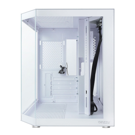 Корпус mATX Б_БП Ginzzu V220 Ginzzu V220 (USB3.0,Audio,белый,"стеклянный куб")
