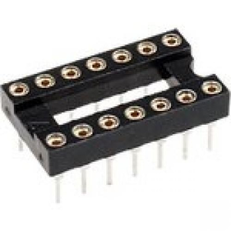 Панелька для микросхемы, шаг 2.54, DIP-14, ширина 7.62, цанговая, Connfly DS1001-01-14BT1NSF6X-GCB (SCSM-14)