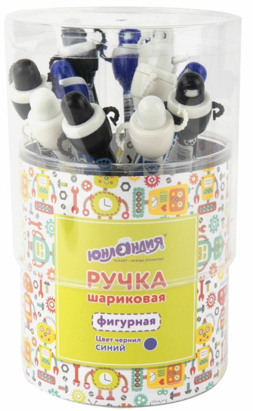 Ручка шариковая ЮНЛАНДИЯ "Робот" 0,7мм, синяя (143790)