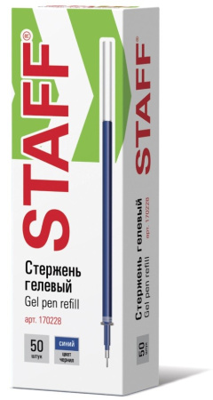 Стержень гелевый STAFF 135мм, игольчатый пишущий узел 0,5мм, 170228, синий