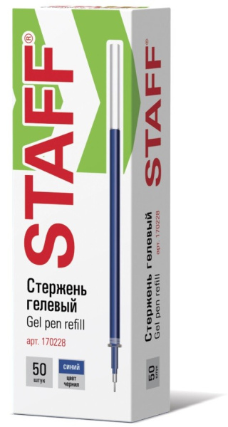 Стержень гелевый STAFF 135мм, игольчатый пишущий узел 0,5мм, 170228, синий
