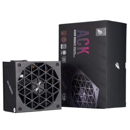 Блок питания 650Вт 1STPLAYER ACK BRONZE 650W Black (ATX 3.1,APFC,140мм,2PCI-E,4SATA,80+Bronze)[HA-650AA2]
