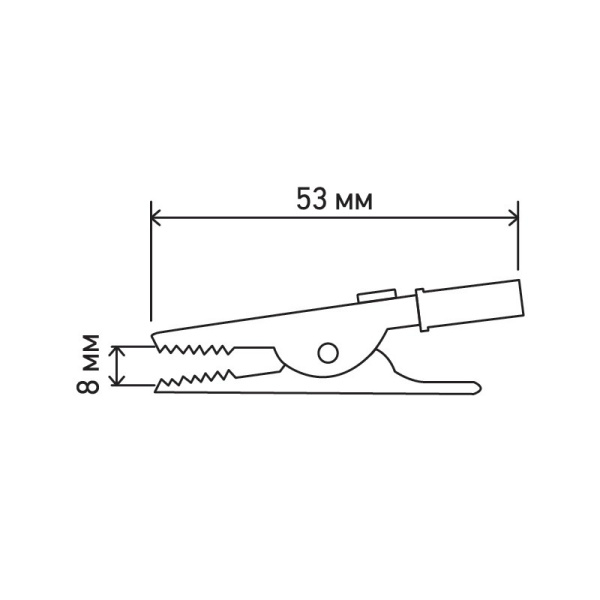 Зажим крокодил 53мм, 15а, гнездо под разъём Banana, красный, Rexant 16-0009