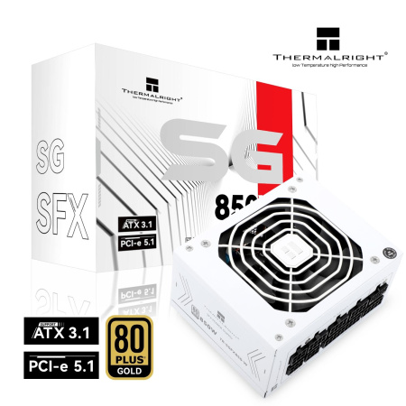 Блок питания 850W/ Power Supply Thermalright, 850W 80+ Gold (SFX, 3.1, PCIe 5.1, Full modular, 1x24(20+4)pin, 1xCPU 8(4+4)pin, 2xPCIe*2 8(6+2)pin, 1x12VHPWR PCIe 5.1 12+4pin 600mm, 3xSATA3, 3xMOLEX4pin, Active, 92x92mm, 100x125x64mm, APFC, OPP, OVP, OTP,