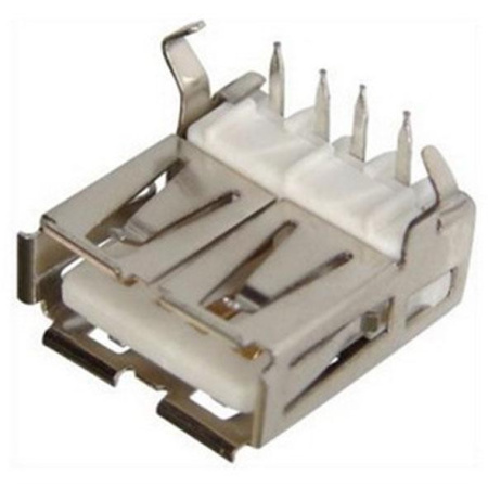 Гнездо USB A-FR/на плату, угловое