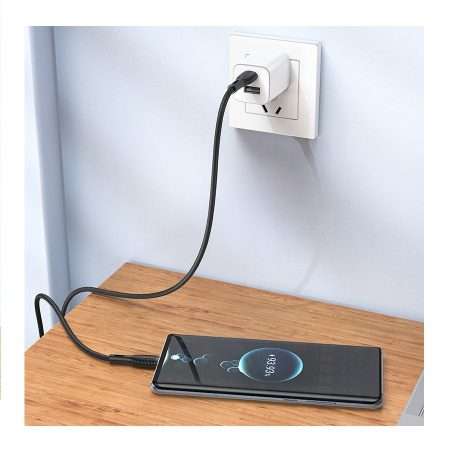 Кабель USB Type-C (m) - USB Type-C (m) BOROFONE BX86 1м ,60W, черный, силиконовый