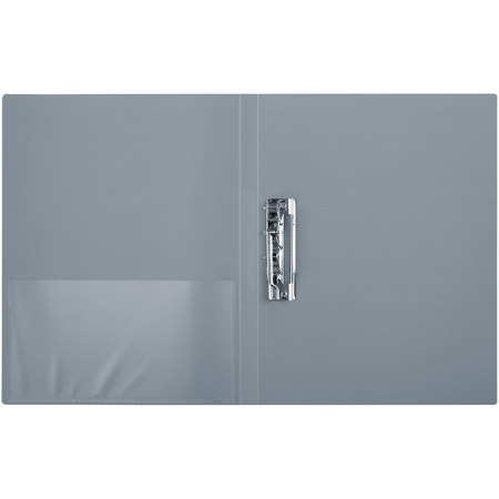 Папка с боковым прижимом BERLINGO "Standard" 17мм, 700мкм, с карманом, серая (MM2339)