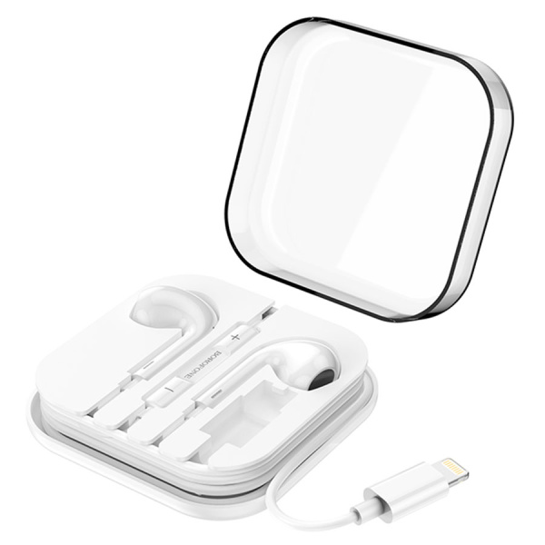 Гарнитура проводная BOROFONE BM30 Max вставные, кабель 1.2м, белый, Lightning разъем