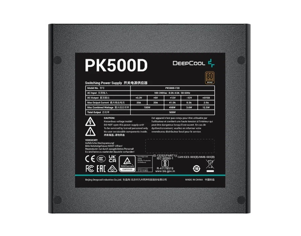 Блок питания 500Вт Deepcool PK500D (APFC,120мм,2PCI-E,6SATA,80+BRONZE)[R-PK500D-FA0B-EU]