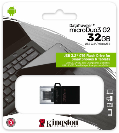 Флеш-накопитель USB3.0 32GB Kingston micro Duo (DTDUO3G2/32GB) черный