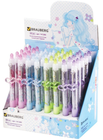 Ручка шариковая BRAUBERG "FirstLove" автомат, синяя (141285)