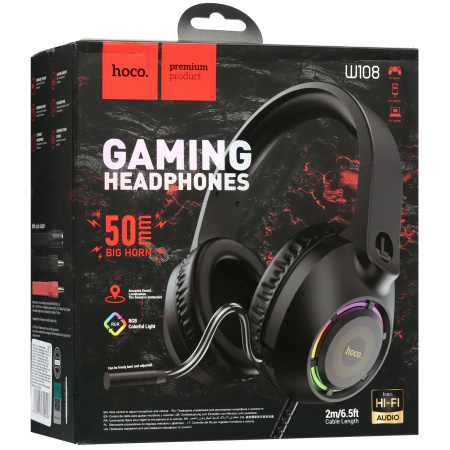 Гарнитура игровая Hoco W108 Sue черный 2м мониторные USB