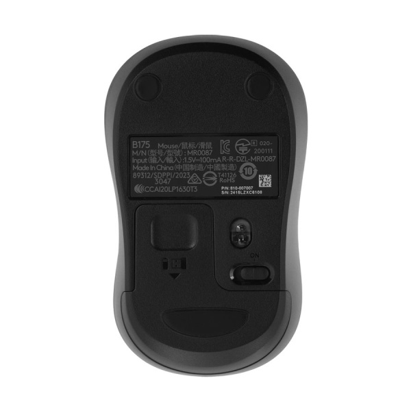 Мышь беспроводная Logitech B175 (910-002635) оптическая, 1000dpi, Black