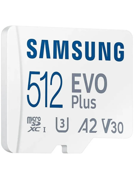 Карта памяти MicroSDXC 512Gb Samsung EVO Plus Class10 UHS-I U3 V30 (2024)[MB-MC512SA/KR] (SD адаптер)