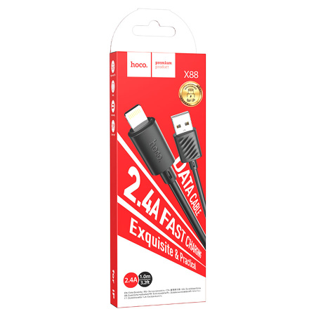 Кабель Lightning (m) - USB(m) HOCO X88, 1м, 2.4A черный