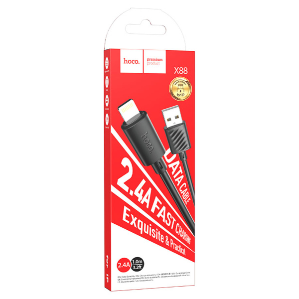 Кабель Lightning (m) - USB(m) HOCO X88, 1м, 2.4A черный