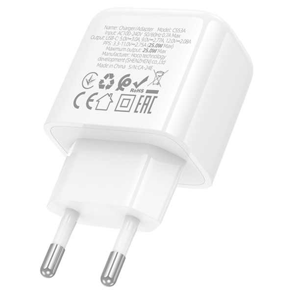 Зарядное_устройство - TypeC 25W HOCO CS53A Quick Charge 3.0, белое