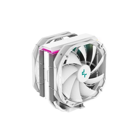 Кулер S115x/1200/1700/20XX/AM5/AM4 DEEPCOOL AS500 PLUS WH (220W/2*140mm/500-1200rpm/Al+Cu/ARGB/5 тепл. трубок)