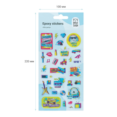 Наклейки эпоксидные MESHU "90th party", 10*22см. MS_42766