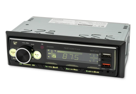 Автомагнитола Digma  MCP-413 1DIN, 4x45Вт, MP3, FM, USB, AUX, BT5.0, ПДУ