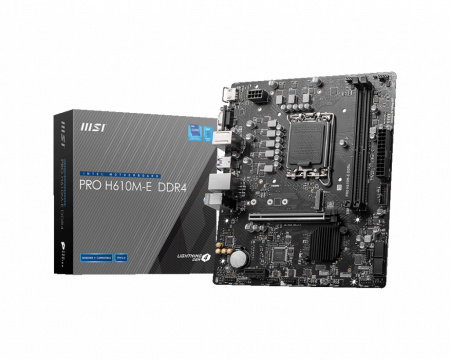 Мат.плата S1700 H610 MSI PRO H610M-E DDR4 (mATX,2DDR4,M.2,PCI-E,4SATA3,VGA,HDMI,PC3200)