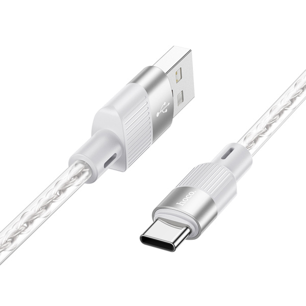 Кабель USB Type-C (m) - USB(m) HOCO X99 1м 3A, прозрачный/серый