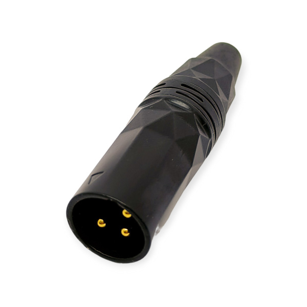 Разъем XLR штекер, на кабель, металл, черный