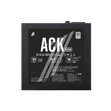 Блок питания 650Вт 1STPLAYER ACK 650W (APFC,140мм,2PCI-E,4SATA,80+)[HA-650AC1]