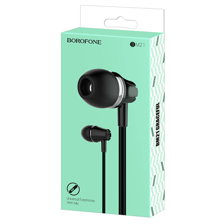 Гарнитура проводная BOROFONE BM21 вставные, кабель 1.2м, черный