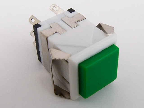 Кнопка ON-(ON), DPDT, 250в, 3а, зеленая, KD2-24WEN
