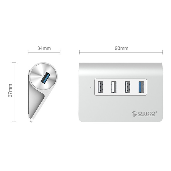 USB_Хаб 4xUSB_3.0 ORICO M3H4-V1-SV Silver