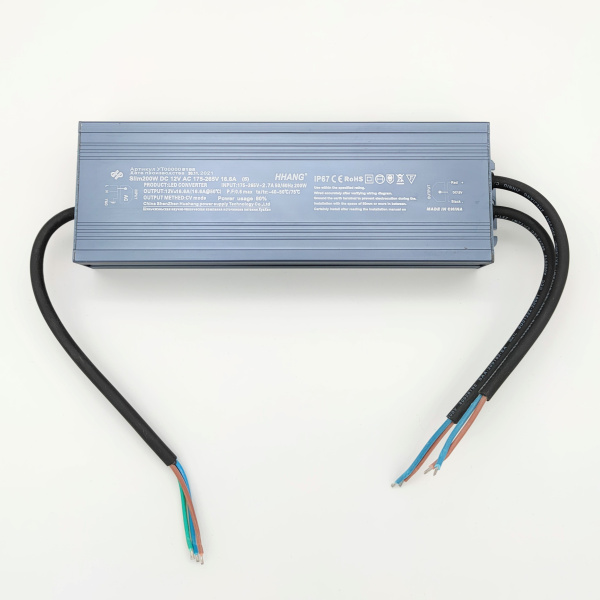 Блок питания в корпусе 12в, 16.6а, IP67, 245*76*39мм, LS Slim 200W