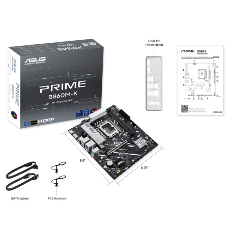 Мат.плата S1851 B860 ASUS PRIME B860M-K (mATX,2DDR5,2M.2,PCI-E16,2PCI-E,4SATA,HDMI,DP,PC8800)