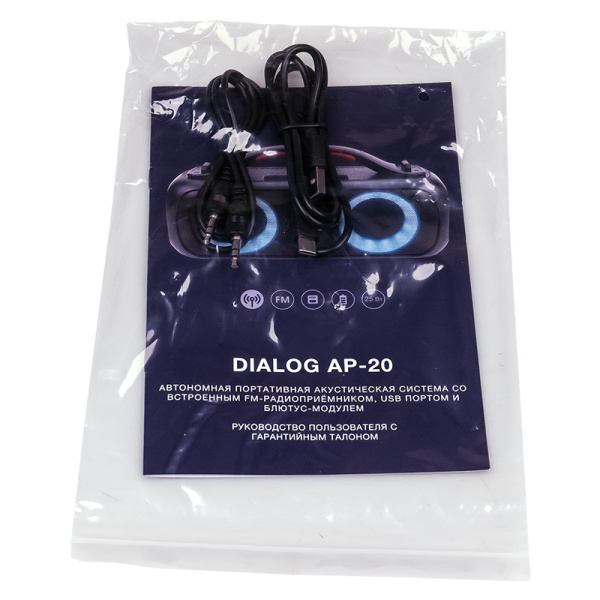Портативная колонка Dialog AP-20 Bluetooth, 25Вт вход FM+USB, Черный